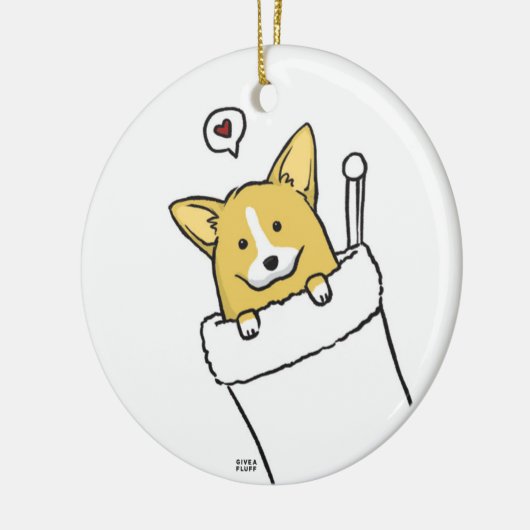 Strumpf Corgs Keramik Ornament (Links)