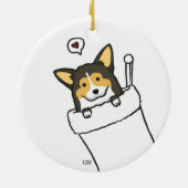 Strumpf Corgs Keramik Ornament (Hinten)