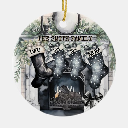 Strumpf der Familie Personalisiert Weihnachten Keramik Ornament (Vorne)