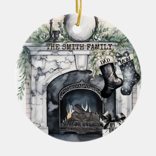 Strumpf der Familie Personalisiert Weihnachten Keramik Ornament (Vorne)