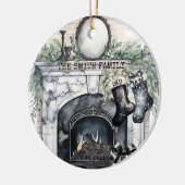 Strumpf der Familie Personalisiert Weihnachten Keramik Ornament (Links)