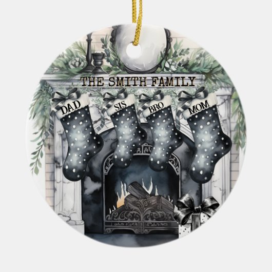 Strumpf der Familie Personalisiert Weihnachten Keramik Ornament (Vorne)