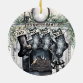 Strumpf der Familie Personalisiert Weihnachten Keramik Ornament (Hinten)