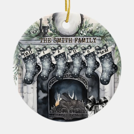 Strumpf der Familie Personalisiert Weihnachten Keramik Ornament (Vorne)