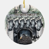 Strumpf der Familie Personalisiert Weihnachten Keramik Ornament (Hinten)