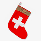 Strumpf der Schweizer Flagge, Schweiz, Monogramm Kleiner Weihnachtsstrumpf (Vorderansicht (hängend))
