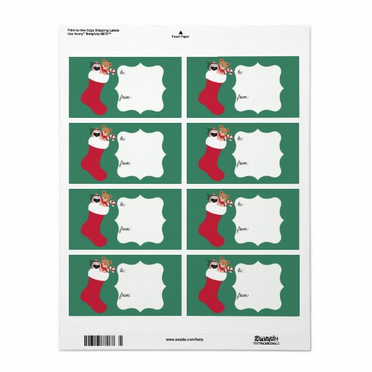 Strumpf Ei zu und von Geschenketiketten (Vorne)