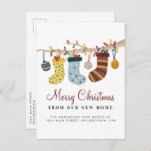 Strumpf frohe Weihnachten New Zuhause Holiday Movi Ankündigungspostkarte (Vorne/Hinten)