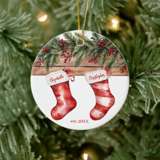 Strumpf für den Verlobten Ersten Weihnachtsnamen m Keramik Ornament (Baum)