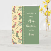 Strumpf & Geschenke Schwester Frohe Weihnachten Karte (Gelbe Blume)