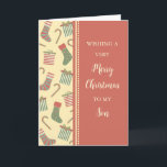 Strumpf & Geschenke Son Frohe Weihnachten Karte<br><div class="desc">Fröhliche Weihnachten für Söhnkarte mit niedlichen Strümpfen,  Geschenken und Bonbons Muster und nachdenklichen Vers.</div>