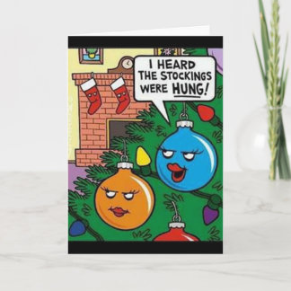 Strumpf Hung Funny Grußkarte Feiertagskarte