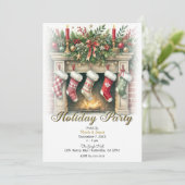 Strumpf Hung von der Feuerplatz-Feier Einladung (Stehend Vorderseite)