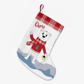 Strumpf mit karierter Grenze des Imitats und Kleiner Weihnachtsstrumpf (Vorderansicht (hängend))