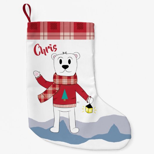 Strumpf mit karierter Grenze des Imitats und Kleiner Weihnachtsstrumpf (Vorderseite)