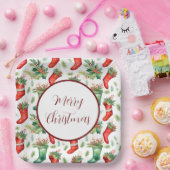 Strumpf mit Rot und Grün Pappteller (Party)