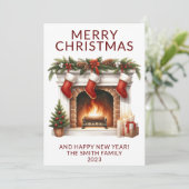 Strumpf Rote Weihnachtskarte Einladung (Stehend Vorderseite)