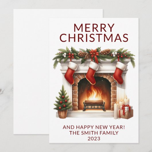 Strumpf Rote Weihnachtskarte Einladung (Vorne/Hinten)