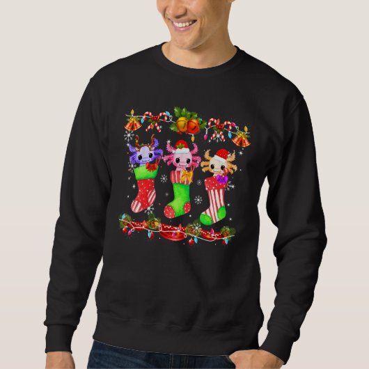 Strumpf Santa Elf Axolotl Weihnachtssocken Sweatshirt (Vorderseite)