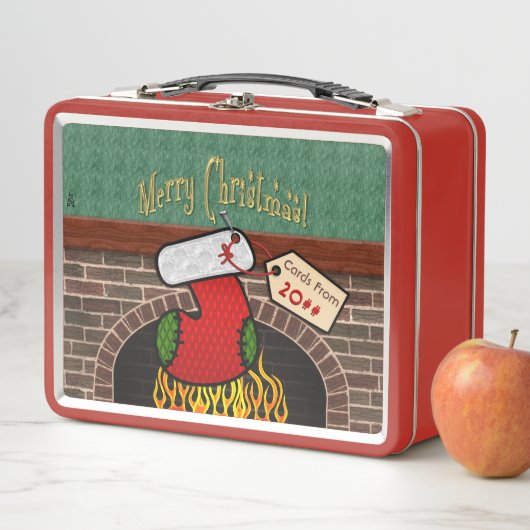 Strumpf über den Kaminkartenhalter (Personalisiert Metall Brotdose (Beispiel)