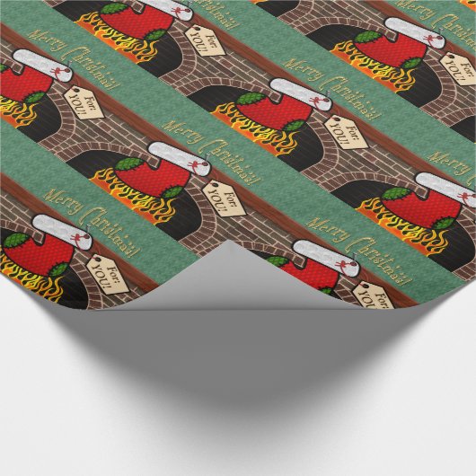 Strumpf über Kamin Geschenkpapier (Ecke)