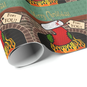 Strumpf über Kamin Geschenkpapier