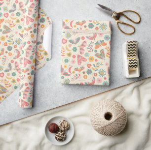 Strumpf und Blumenmuster Geschenkpapier