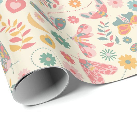 Strumpf und Blumenmuster Geschenkpapier (Rolleneckpunkt)