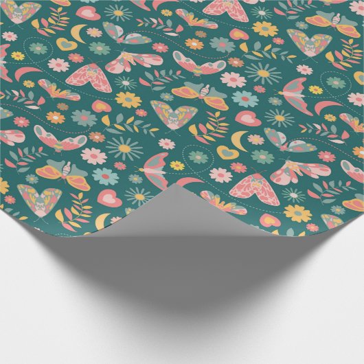 Strumpf und Blumenmuster Geschenkpapier (Ecke)