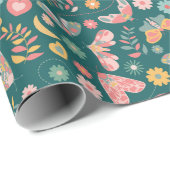 Strumpf und Blumenmuster Geschenkpapier (Rolleneckpunkt)