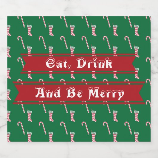 Strumpf und Candy Cane Muster Bierflaschenetikett (Einzelnes Label)