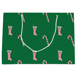 Strumpf und Candy Cane Muster Große Geschenktüte