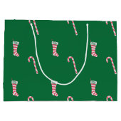 Strumpf und Candy Cane Muster Große Geschenktüte (Rückseite)