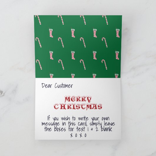 Strumpf und Candy Cane Muster Karte (Innenseite)