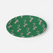 Strumpf und Candy Cane Muster Pappteller (Schrägansicht)