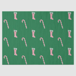 Strumpf und Candy Cane Muster Seidenpapier