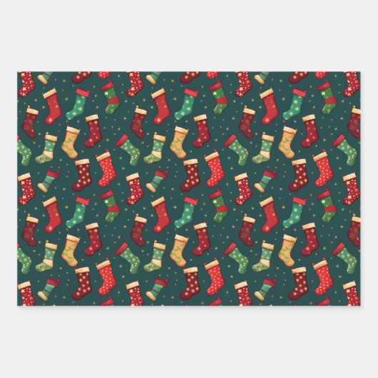 Strumpf und Glitzern Geschenkpapier Set (Vorderseite 3)