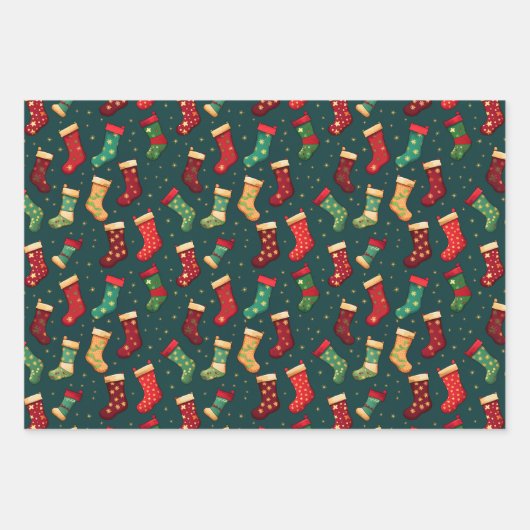 Strumpf und Glitzern Geschenkpapier Set (Vorderseite 2)