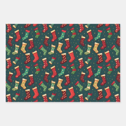 Strumpf und Glitzern Geschenkpapier Set (Vorderseite)