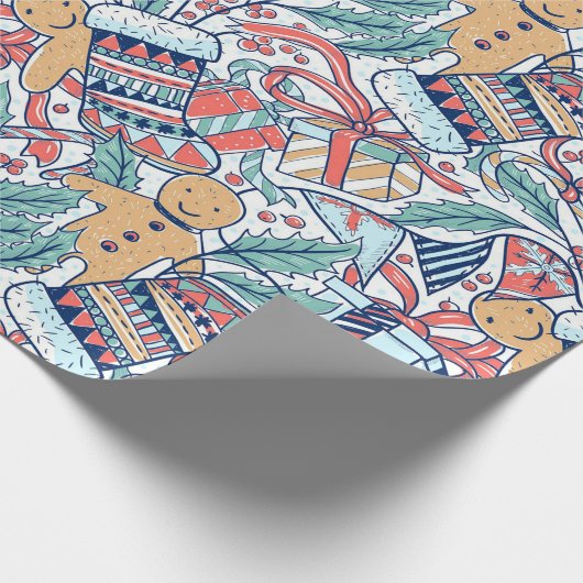 "Strumpf und Lebkuchenmänner" Geschenkpapier (Ecke)