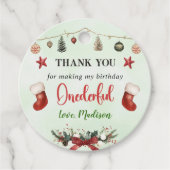 Strumpf Weihnachten 1. Geburtstag Party Geschenkanhänger (Vorderseite)