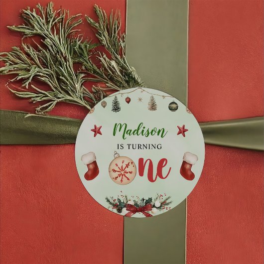 Strumpf Weihnachten Winter Geburtstagsparty Runder Aufkleber