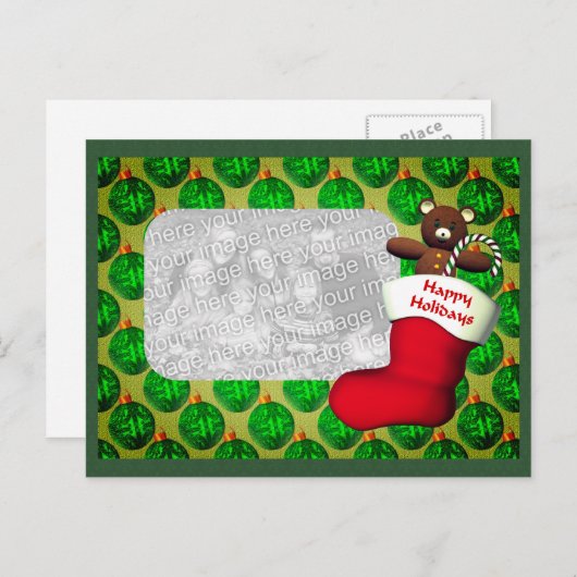 Strumpf Weihnachts-Foto Postkarte (Vorne/Hinten)