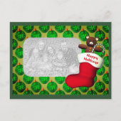 Strumpf Weihnachts-Foto Postkarte (Vorderseite)