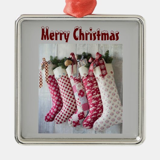 **STRÜMPFE AUF DER MANTEL** CHRISTMAS-VERANSTALTUN ORNAMENT AUS METALL (Vorne)