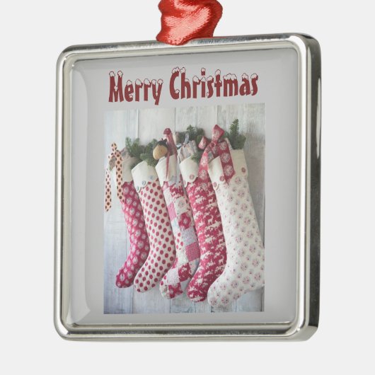 **STRÜMPFE AUF DER MANTEL** CHRISTMAS-VERANSTALTUN ORNAMENT AUS METALL (Links)