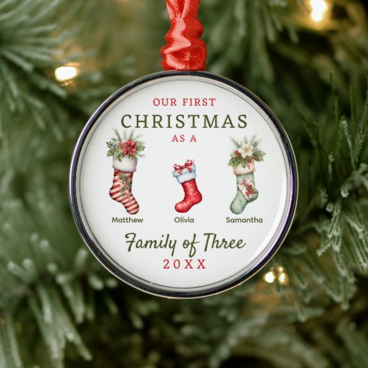 Strümpfe Familie der drei ersten Weihnachten Ornament Aus Metall (Baum)