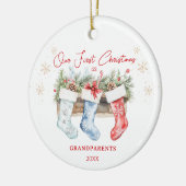 Strümpfe Großeltern 1. Weihnachten Keramik Ornament (Links)