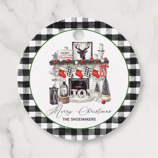 Strümpfe in Rot und Weiß Geschenkanhänger (Vorderseite)