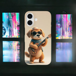 Strumpfpaws: Adorable Hundegitarre iPhone 16 Hülle